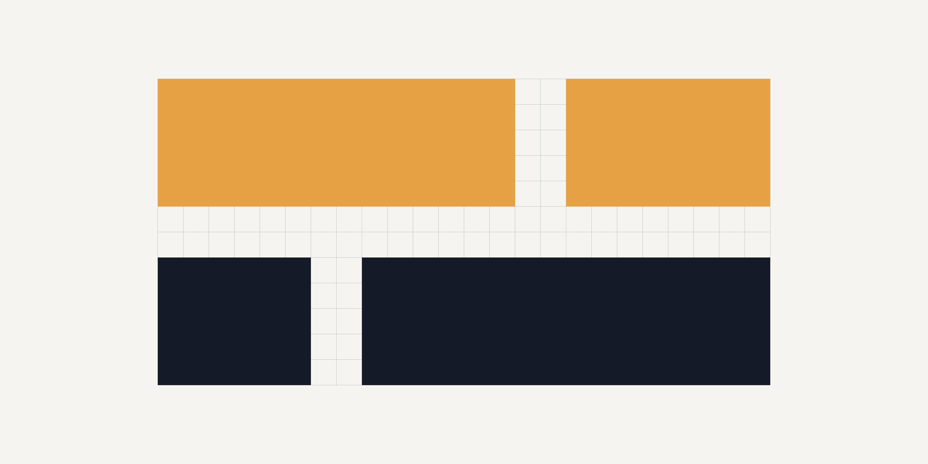 The mark drawn on its 24 by 12 unit grid, showing the two 5-unit tracks and 2-unit gutters
