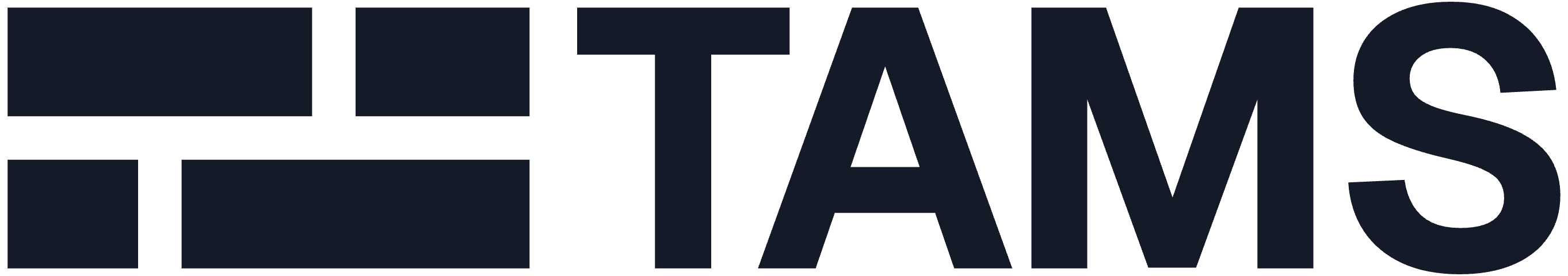 TAMS horizontal lockup in solid navy, for light backgrounds